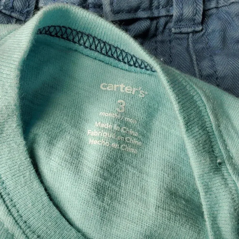 Carter's Blue Ahoy Mate Baby Boys Outfit Size 3M